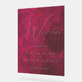 Bourgogne Passie Bruiloft Welkom Acryl Bord (Hoek)