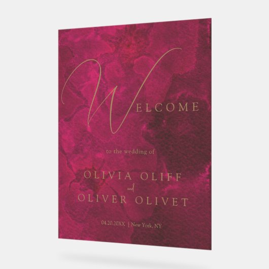 Bourgogne Passie Bruiloft Welkom Acryl Bord (Hoek)