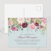 Bourgogne & Pastel Waterverf Floral Vrijgezellenfe Uitnodiging Briefkaart (Voorkant / Achterkant)