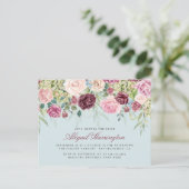 Bourgogne & Pastel Waterverf Floral Vrijgezellenfe Uitnodiging Briefkaart (Staand voorkant)