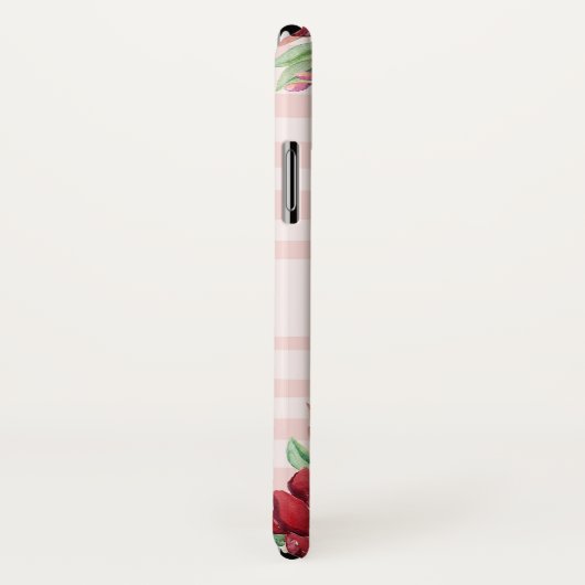 Bourgogne Perzik Bloemblush Strepen Monogram Case-Mate iPhone Case (Achterkant / rechts)