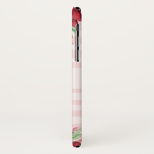 Bourgogne Perzik Bloemblush Strepen Monogram Case-Mate iPhone Case (Achterkant/links)