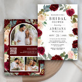 Bourgogne Perzik Bloemen Foto QR Code Vrijgezellen Kaart