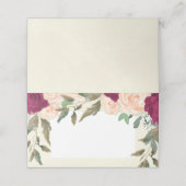 Bourgogne perzik bloemen ivoor bruiloft plaats kaa plaatskaartje (Buitenkant ongevouwen)