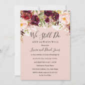 Bourgogne Perzik Bloemen Kant Trouwgelofte Vernieu Kaart (Voorkant)