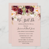 Bourgogne Perzik Bloemen Kant Trouwgelofte Vernieu Kaart (Voorkant / Achterkant)