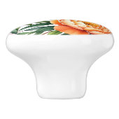 Bourgogne Perzik Bloemen Peony Bloemenpatroon Keramische Knop (Zijkant)