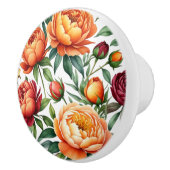 Bourgogne Perzik Bloemen Peony Bloemenpatroon Keramische Knop (Rechts)