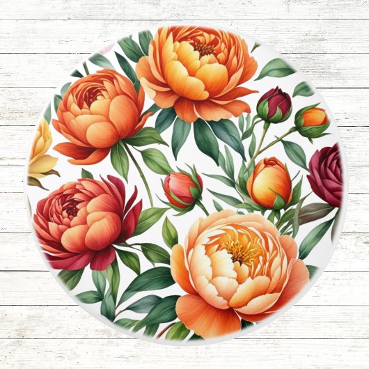 Bourgogne Perzik Bloemen Peony Bloemenpatroon Keramische Knop