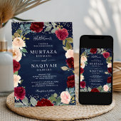 Bourgogne Perzik Bloemen QR Code Marine Moslim Bru Kaart