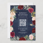 Bourgogne Perzik Bloemen QR Code Marine Moslim Bru Kaart (Achterkant)