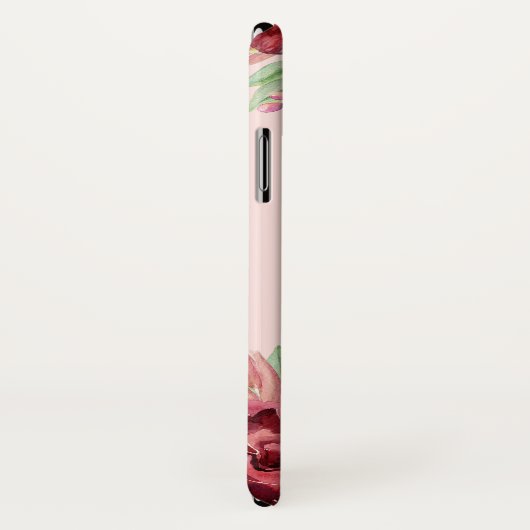 Bourgogne Perzik Blush Bloemen Roos Monogram Case-Mate iPhone Case (Achterkant / rechts)