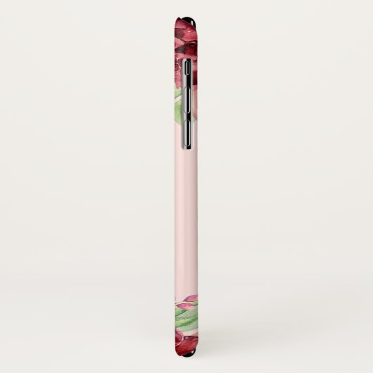 Bourgogne Perzik Blush Bloemen Roos Monogram Case-Mate iPhone Case (Achterkant/links)