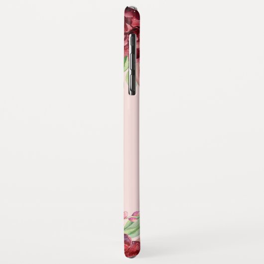 Bourgogne Perzik Blush Bloemen Roos Monogram Case-Mate iPhone Case (Achterkant/links)