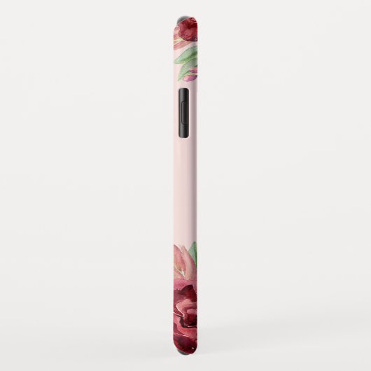 Bourgogne Perzik Blush Bloemen Roos Monogram Case-Mate iPhone Case (Achterkant/rechts)