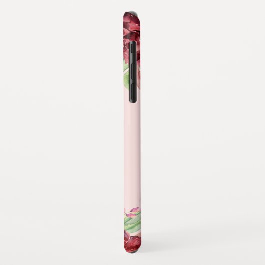 Bourgogne Perzik Blush Bloemen Roos Monogram Case-Mate iPhone Case (Achterkant/links)