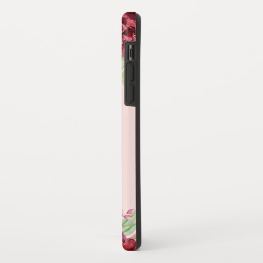 Bourgogne Perzik Blush Bloemen Roos Monogram Case-Mate iPhone Case (Achterkant/links)