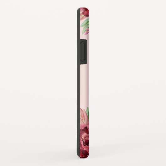 Bourgogne Perzik Blush Bloemen Roos Monogram Case-Mate iPhone Case (Achterkant/rechts)