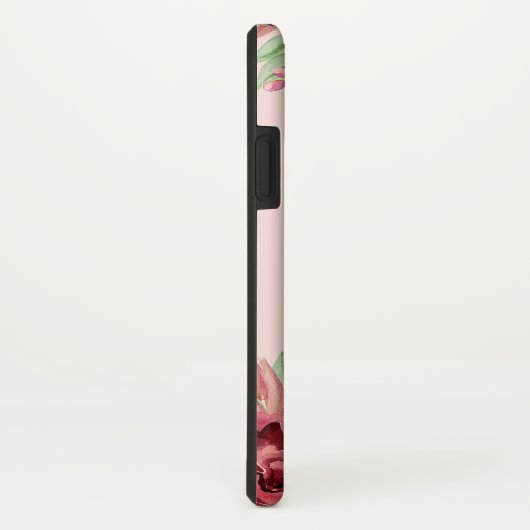 Bourgogne Perzik Blush Bloemen Roos Monogram Case-Mate iPhone Case (Achterkant / rechts)