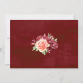 Bourgogne Perzik Roos Bloemenbruiloft Dank u Bedankkaart (Achterkant)
