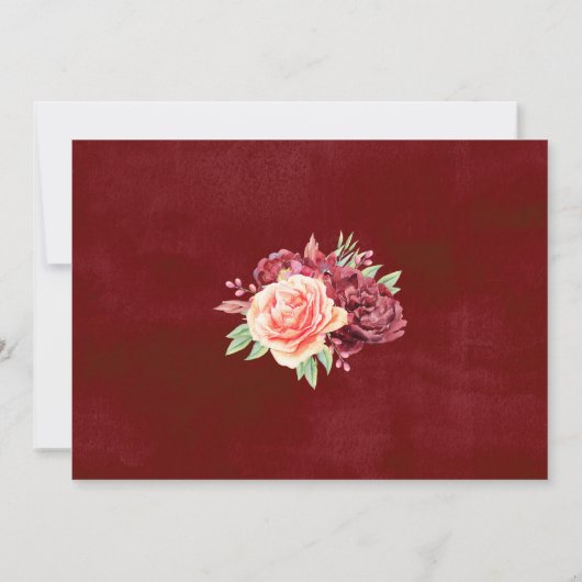 Bourgogne Perzik Roos Bloemenbruiloft Dank u Bedankkaart (Achterkant)