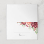 Bourgogne Perzik Roos Foliage Waterverf Bruiloft Plaatskaartje (Buitenkant ongevouwen)