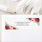 Bourgogne Perzik Roos Waterverf Bloemen Etiket (Insitu)