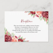 Bourgogne Perzik Roos Waterverf Bloemenbruiloft Informatiekaartje (Voorkant)