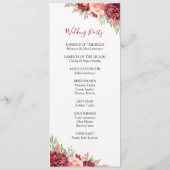 Bourgogne Perzik Roos Waterverf Bloemenbruiloft Programmakaart (Achterkant)