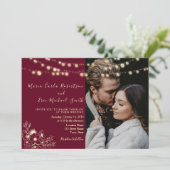 Bourgogne Photo All-in-One Wedding Invite Kaart (Staand voorkant)