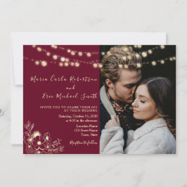Bourgogne Photo All-in-One Wedding Invite Kaart