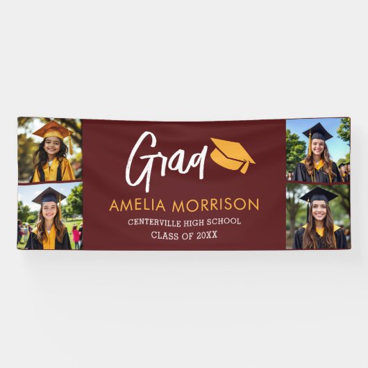 Bourgogne Photo Collage Afstuderen Afstuderen Spandoek (Horizontaal)