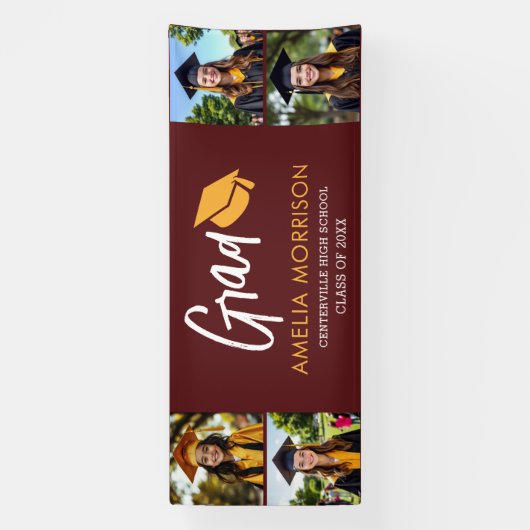 Bourgogne Photo Collage Afstuderen Afstuderen Spandoek (Verticaal)