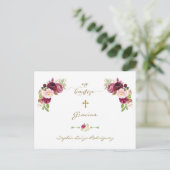 Bourgogne Pink Floral Spanish Baptism Gracias Briefkaart (Staand voorkant)