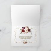 Bourgogne Pink Flowers Gold Glitter Sparkle Baptis Bedankkaart (Binnen)