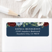 Bourgogne Pioen Dusty Blauwe Anemonen Bloemenbruil Etiket (Insitu)