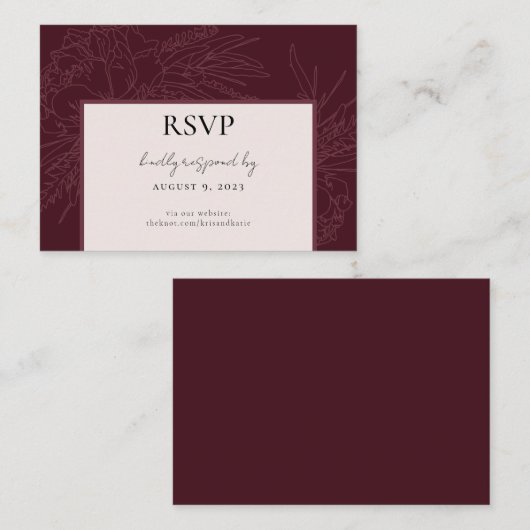 Bourgogne Pioen RSVP-kaart Informatiekaartje (Voorkant / Achterkant)
