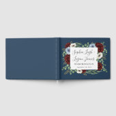 Bourgogne Pioen Stoffig Blauw Anemoon Bloemen Brui Gastenboek (Volledig)