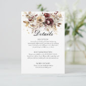 Bourgogne Pioenen Bruiloft Details Behuizing Kaart (Staand voorkant)