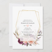 Bourgogne Plum en Blush Geometric Engagement Party Kaart (Voorkant)