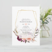 Bourgogne Plum en Blush Geometric Engagement Party Kaart (Staand voorkant)