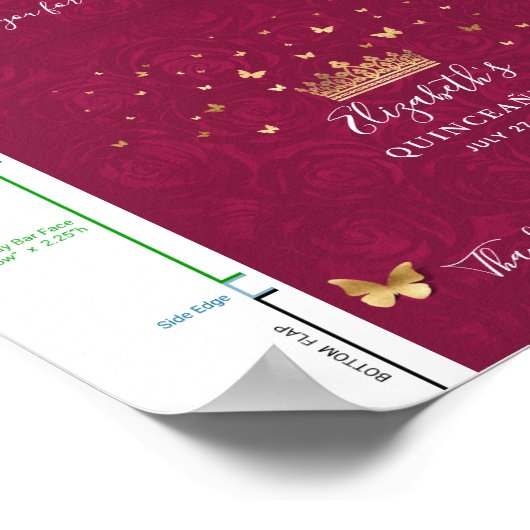 Bourgogne Plum Gold DIY Snoep Bar Wrapper Sjabloon Poster (Hoek)