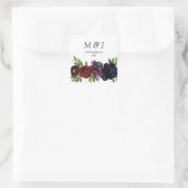 Bourgogne Plum Navy Floral Monogram Vierkante Sticker (Tas)