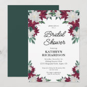 Bourgogne Poinsettias Kerst Vrijgezellenfeest Kaart (Voorkant / Achterkant)