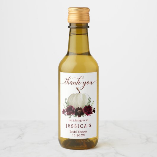 Bourgogne Pompoen Herfst Mini Wijnflesje Label Wijn Etiket (Voorkant)