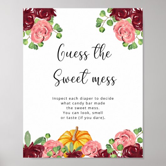 Bourgogne Pompoen - Raad de zoete puinhoop Poster (Voorkant)