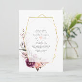 Bourgogne Pruim en Blush Geometrisch Vrijgezellenf Kaart (Staand voorkant)