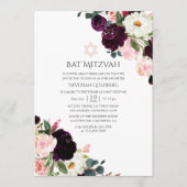 Bourgogne Pruim en Blush Pink Bat Mitzvah Kaart (Voorkant)