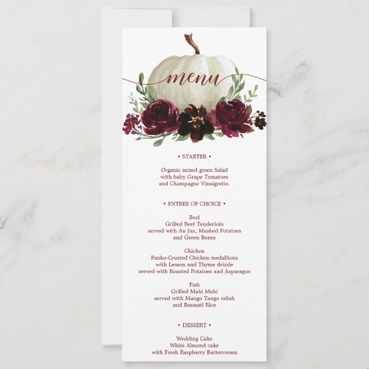 Bourgogne Pumpkin-herdenkingsmenu of -Shower Kaart (Voorkant)