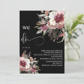 *~* Bourgogne QR AR15 Floral Roos RSVP WEDDING I Kaart (Staand voorkant)